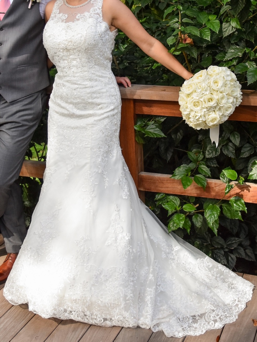Beaded Lace Mermaid Wedding Dress with Button Back Detaill